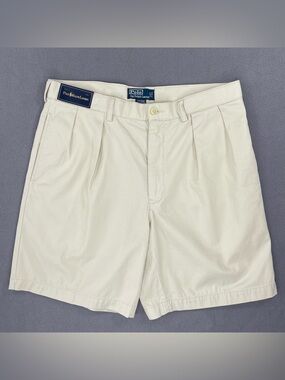 Polo Ralph Lauren Tyler Shorts Men’s 35 Beige Pleated 9" Inseam Chino Preppy NWT
